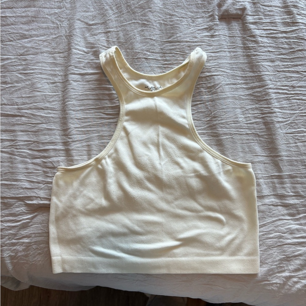 Urban Outfitters Cream Sleeveless Crop Tank Top